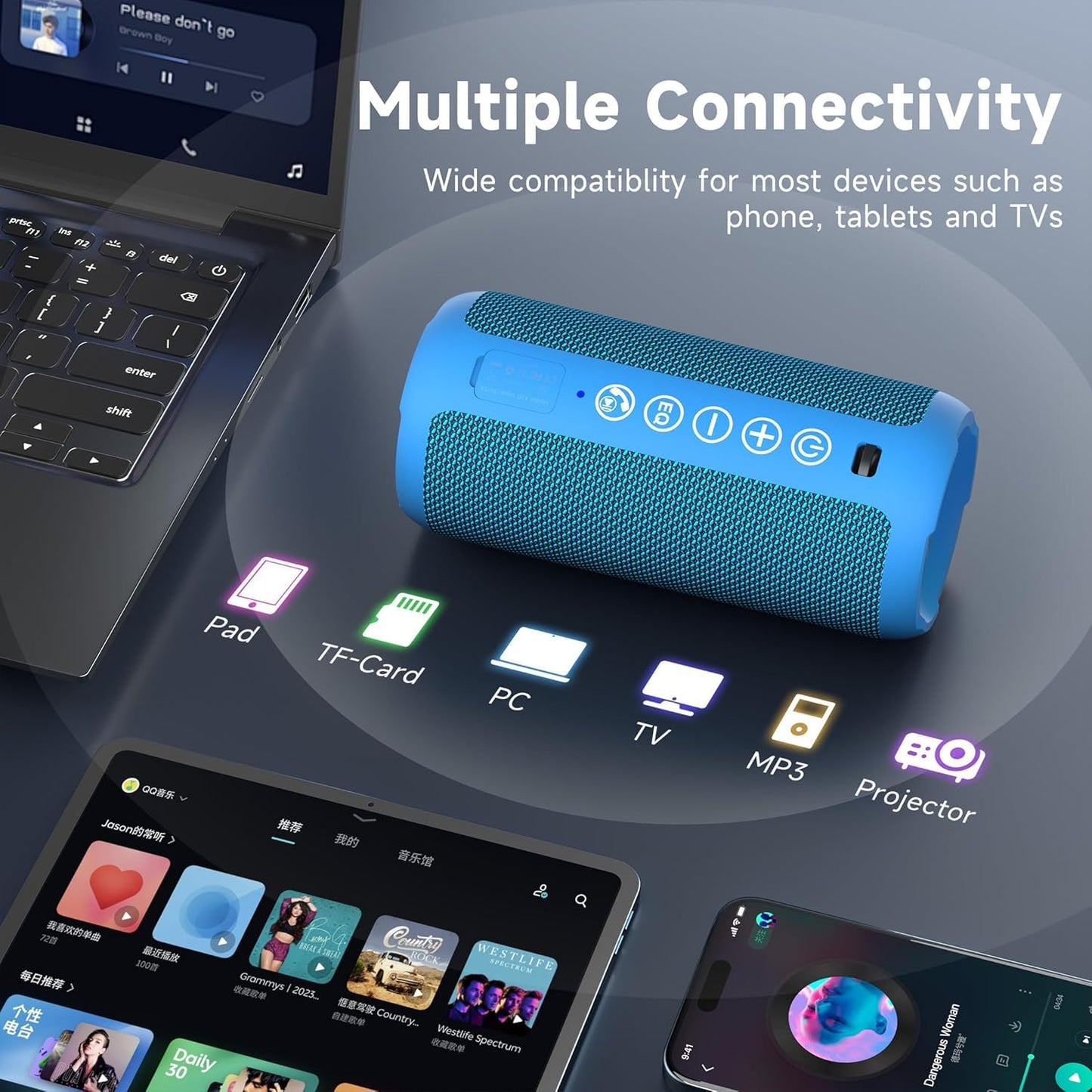 Ortizan X10 Portable Bluetooth Speaker (1st Gen), IPX7 Waterproof, Wireless