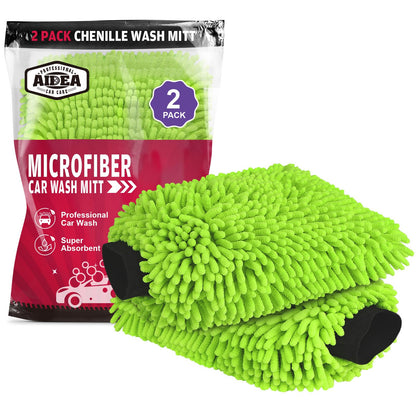AIDEA Car Wash Mitt Microfiber, 4PK,Car Wash Brush, Green 8''X12''