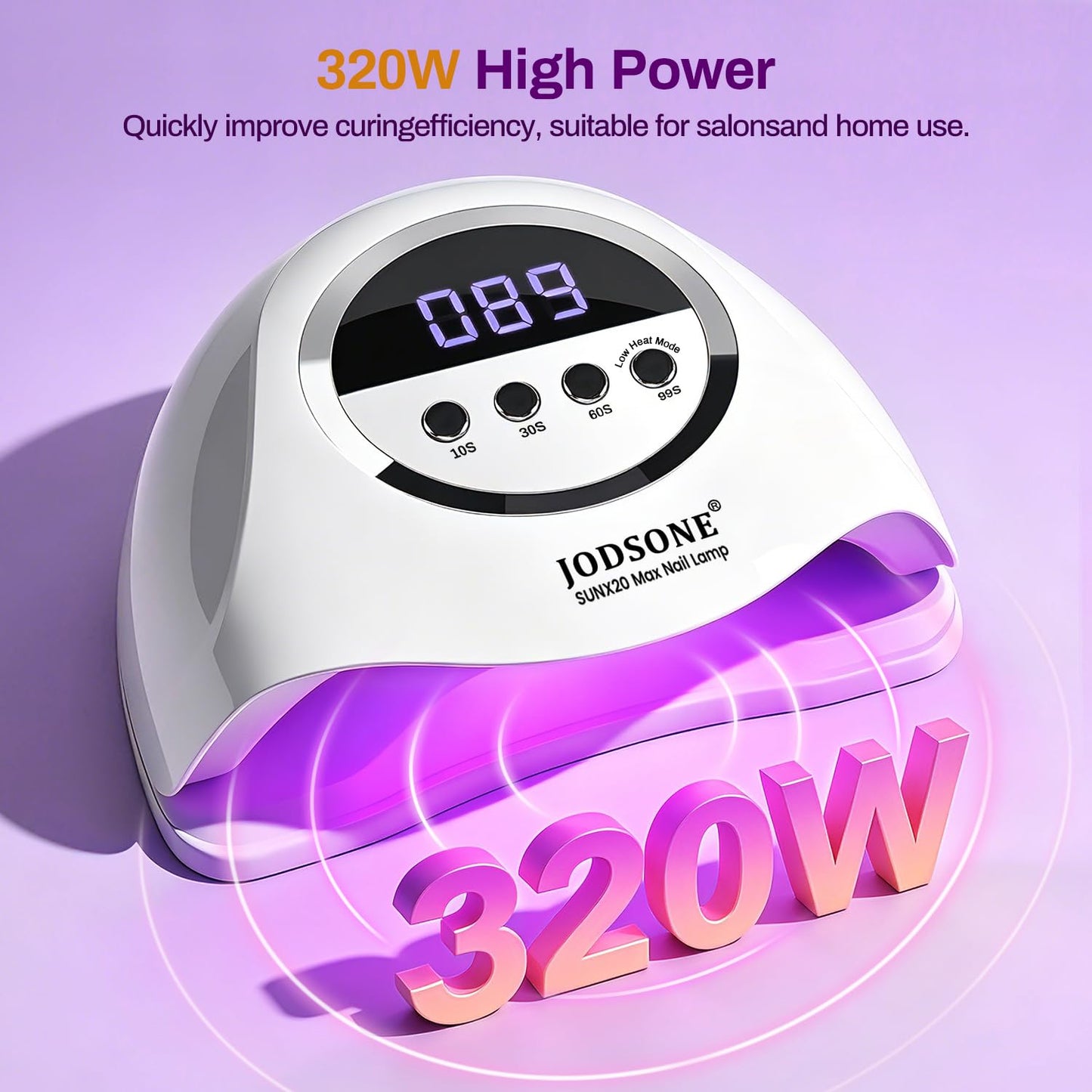 JODSONE U V LED Nail Lamp with Base Coat Top Coat Set, Nail Dryer for Gel Polish for Nails with Automatic Sensor & 4 Timers