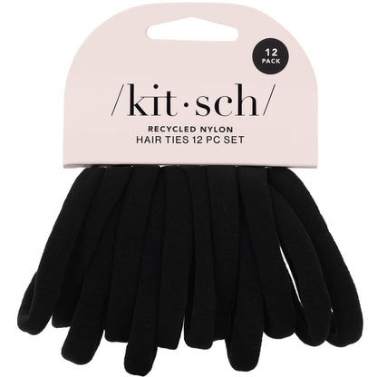Kitsch Elastic Hair Ties No Damage | Stretchable Hair Bands - Neutral 12pcs