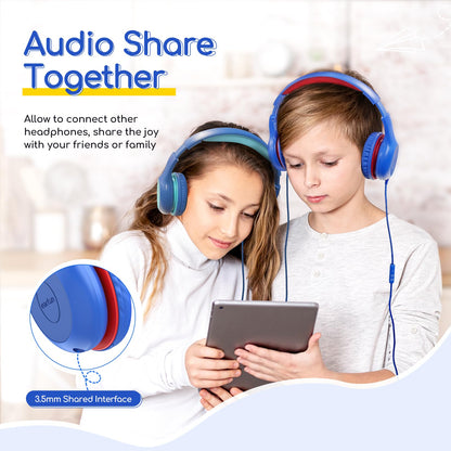 EarFun K1 Kids Headphones Wired with Mic, Volume Limit Headphones for Kids