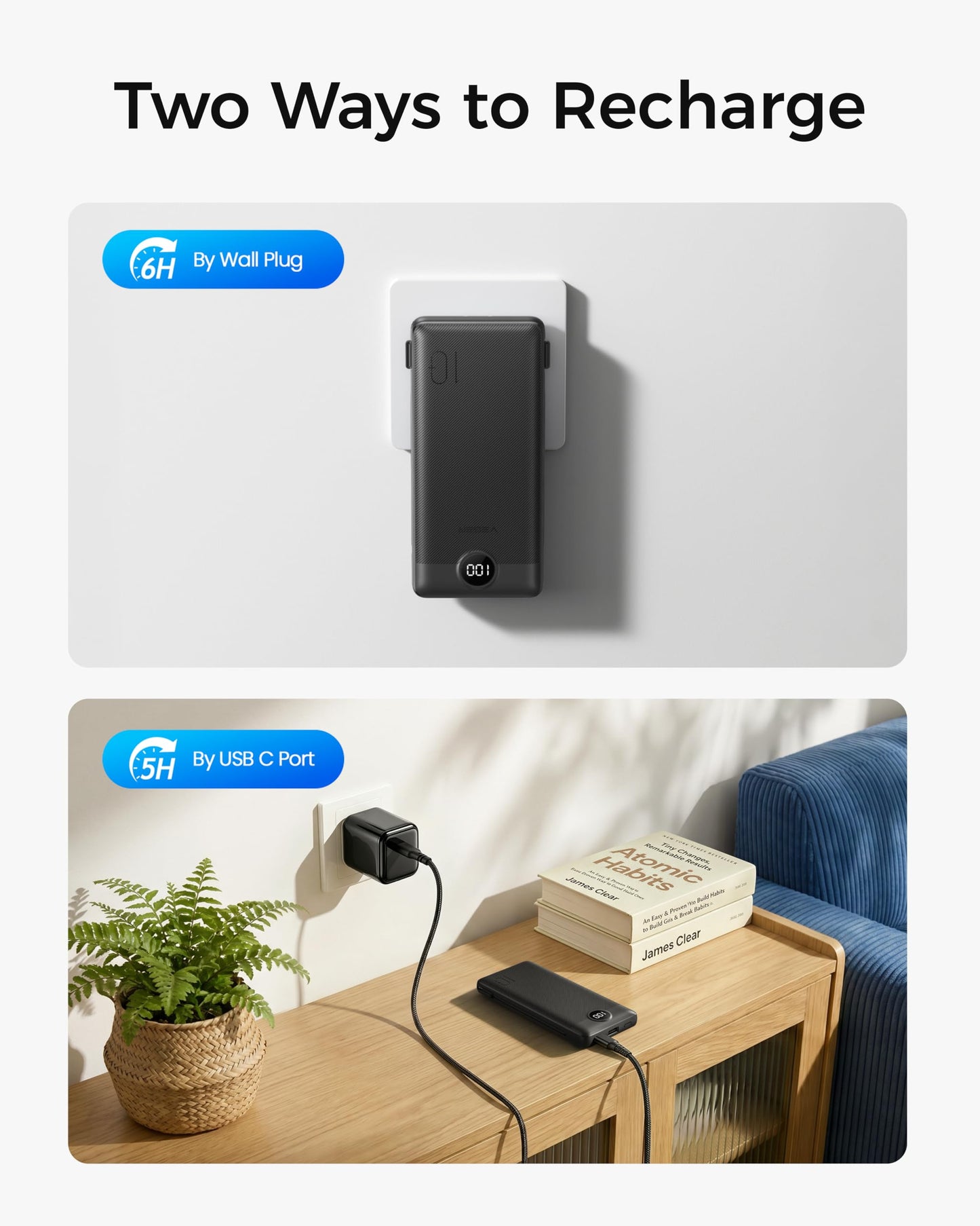 VEGER Portable Charger for iPhone, Power Bank Built in Cables and Wall Plug
