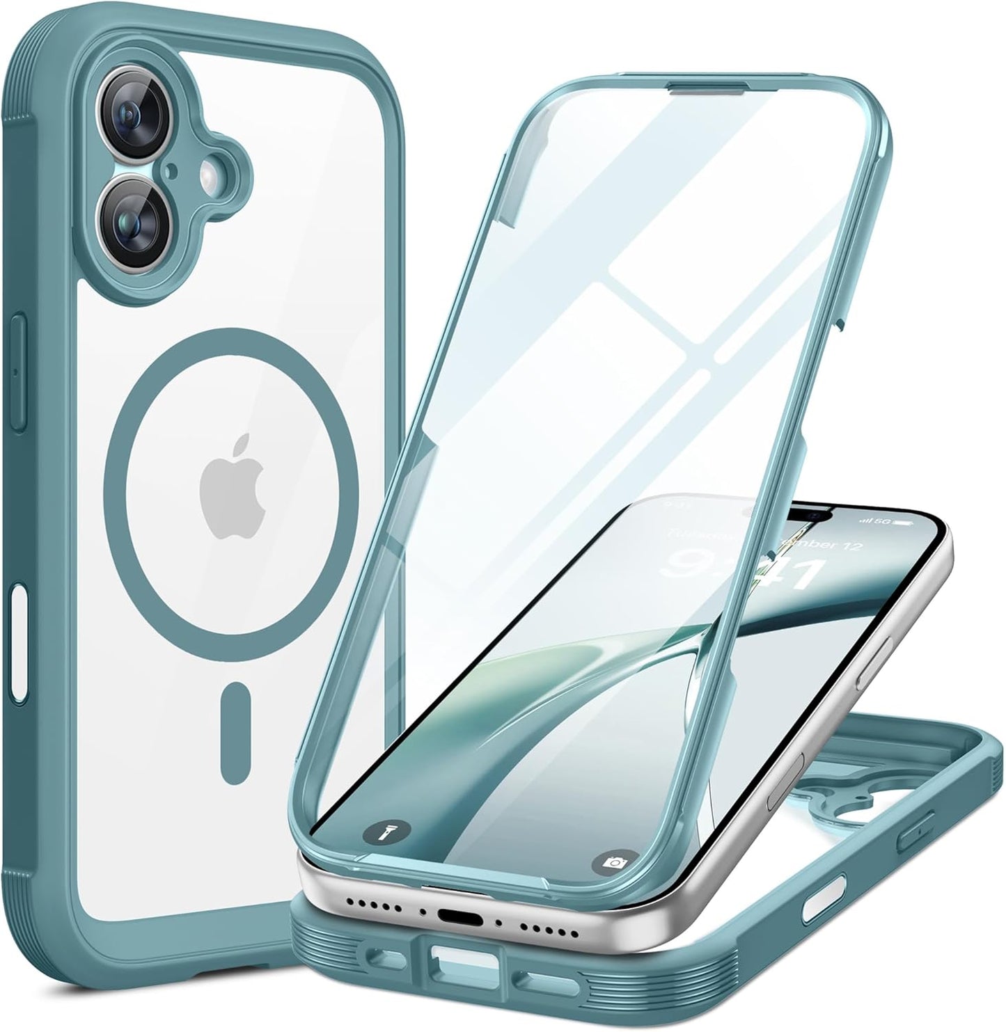 miracase for iPhone 17e Case & iPhone 16e Case, Full-Body Phone with Built-in Glass Screen Protector, [Magnetic with MagSafe] Military Drop Proof 17 E/ 16 E Cover Bumper 6.1 inch, Black