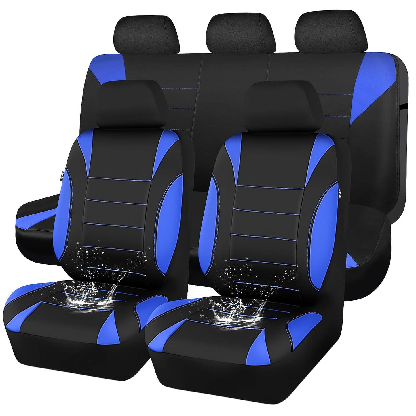 CAR PASS Waterproof Car Seat Covers Front Seats Only with 5mm Composite EVA, Neoprene Car Seat Cover with Separate Headrest Cover, Quick Setup Universal Fit for Car SUV Trucks,Airbag Compatible（Gray