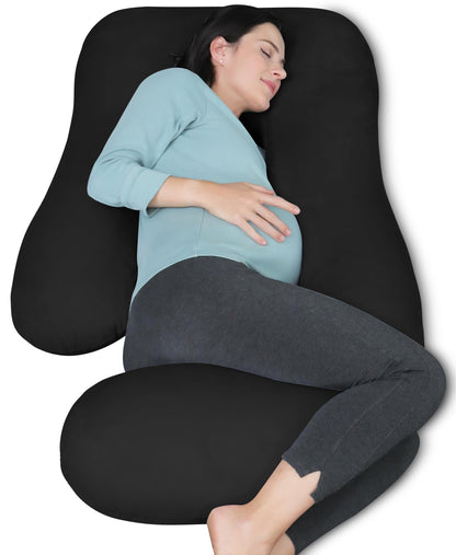 MOON PARK Pregnancy Pillows for Sleeping - U Shaped Full Body Maternity Pillow with Removable Cover - Support for Back, Legs, Belly, HIPS - 65 Inch - Aquamarine