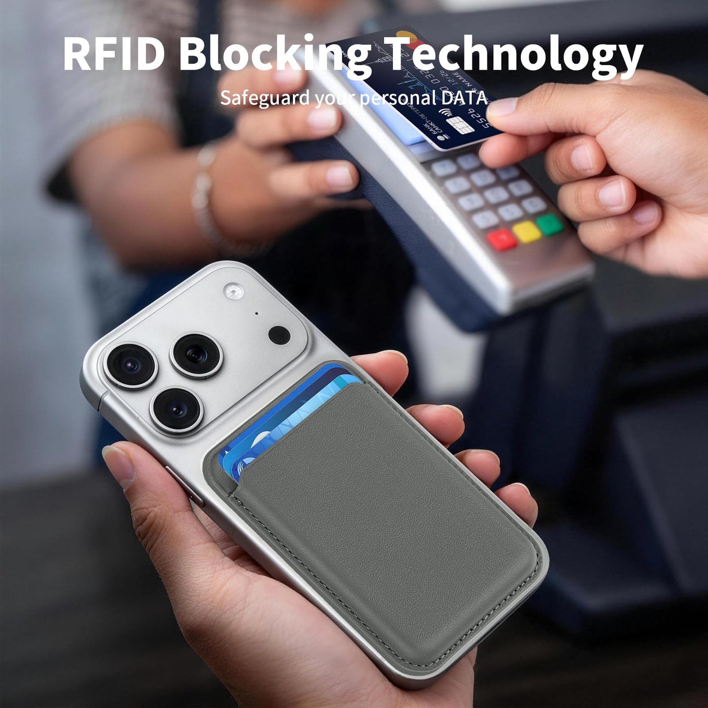 Magnetic Wallet Cell Phone Card Holder for Phone Case with Mag-Safe