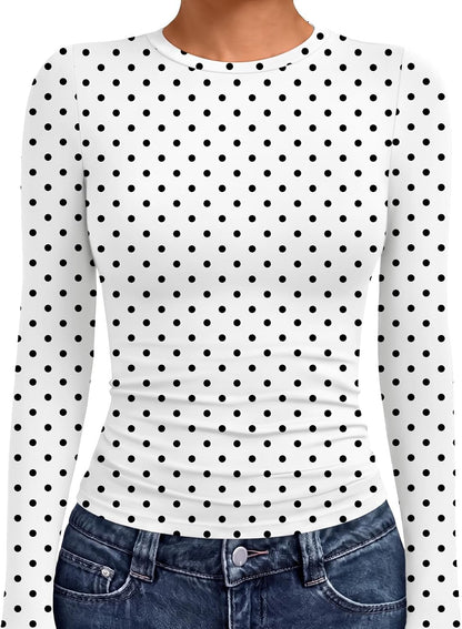 AUTOMET Womens Crew Neck Long Sleeve Shirts Compression Underscrubs Tops