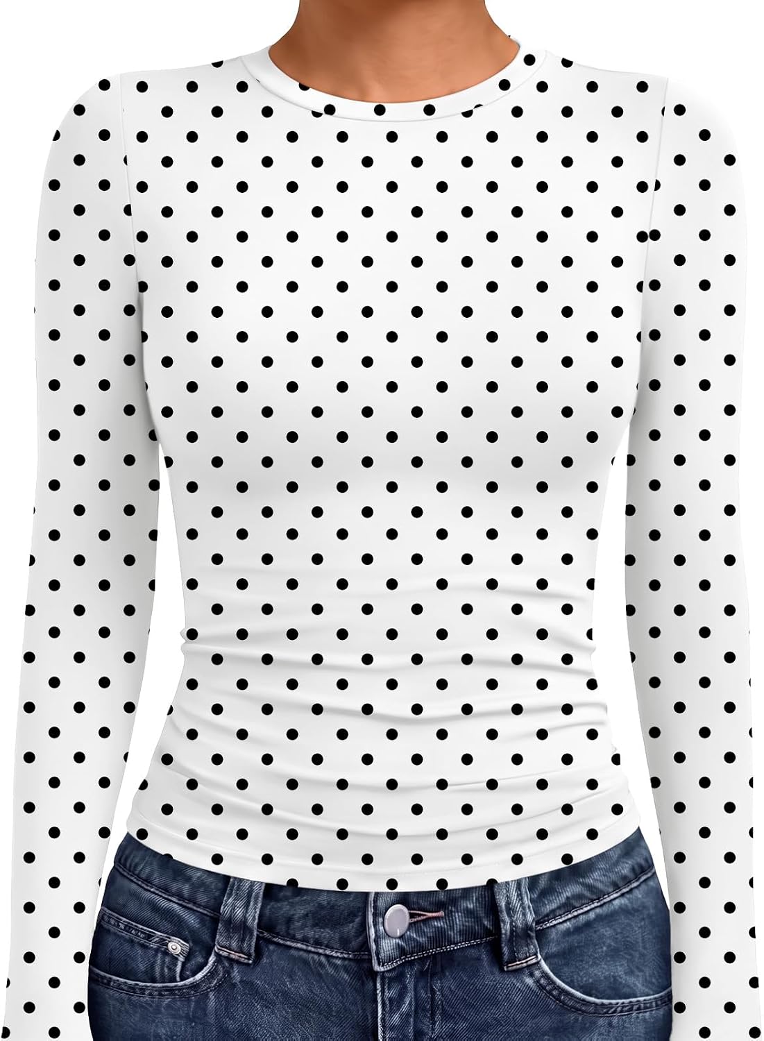 AUTOMET Womens Crew Neck Long Sleeve Shirts Compression Underscrubs Tops