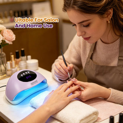 JODSONE U V LED Nail Lamp with Base Coat Top Coat Set, Nail Dryer for Gel Polish for Nails with Automatic Sensor & 4 Timers