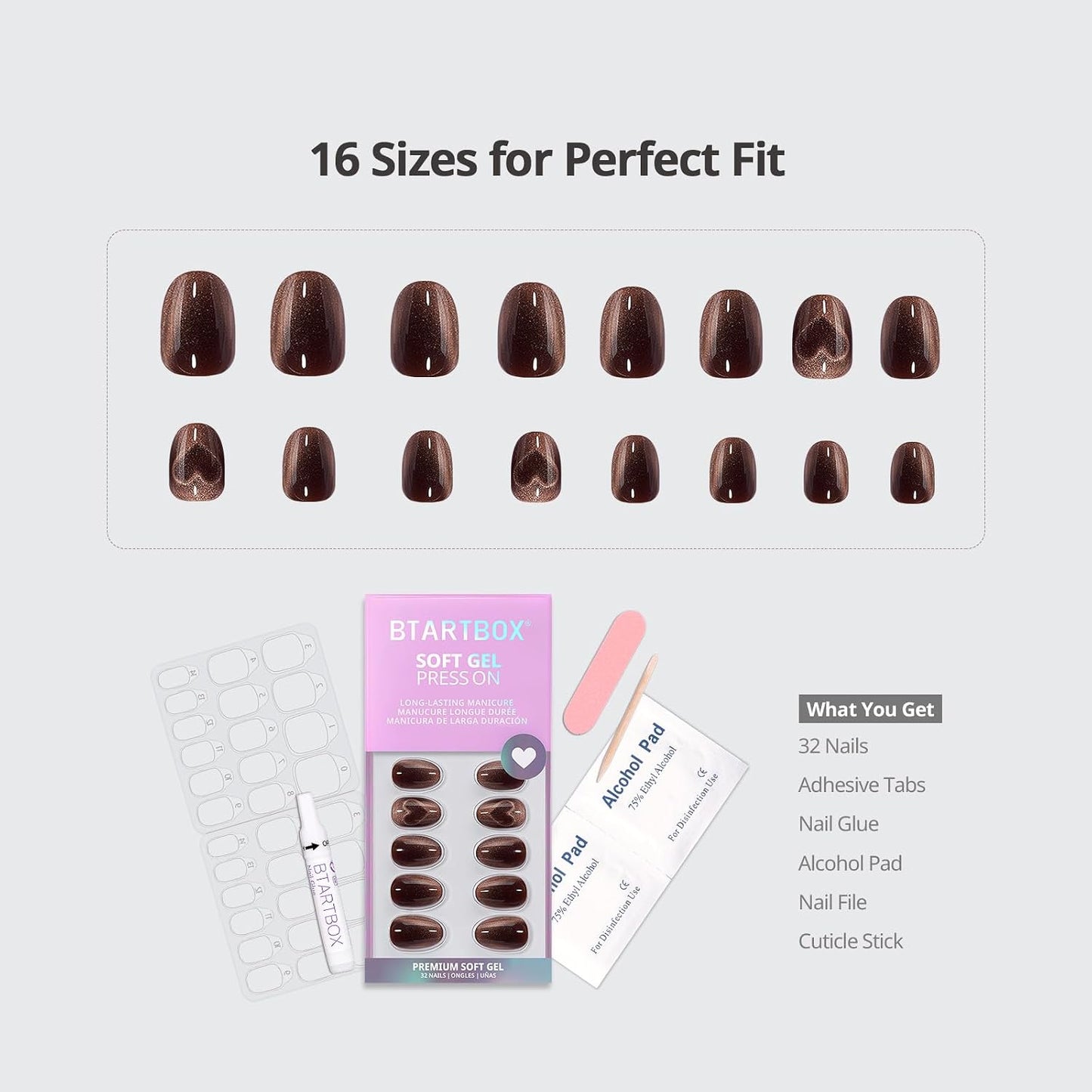 BTArtbox Press On Nails, Vanilla Cream, Short Square, Ombre Peach, 32Ct