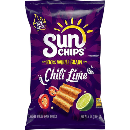 SunChips 100% Whole Grain Chips, Variety Pack, 1 oz Bags, Pack of 40, No Artificial Flavors, Colors