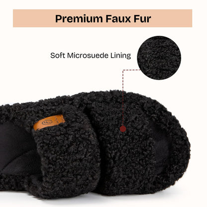 EverFoams Womens Fuzzy Open-toe Slippers Memory Foam Indoor House Shoes