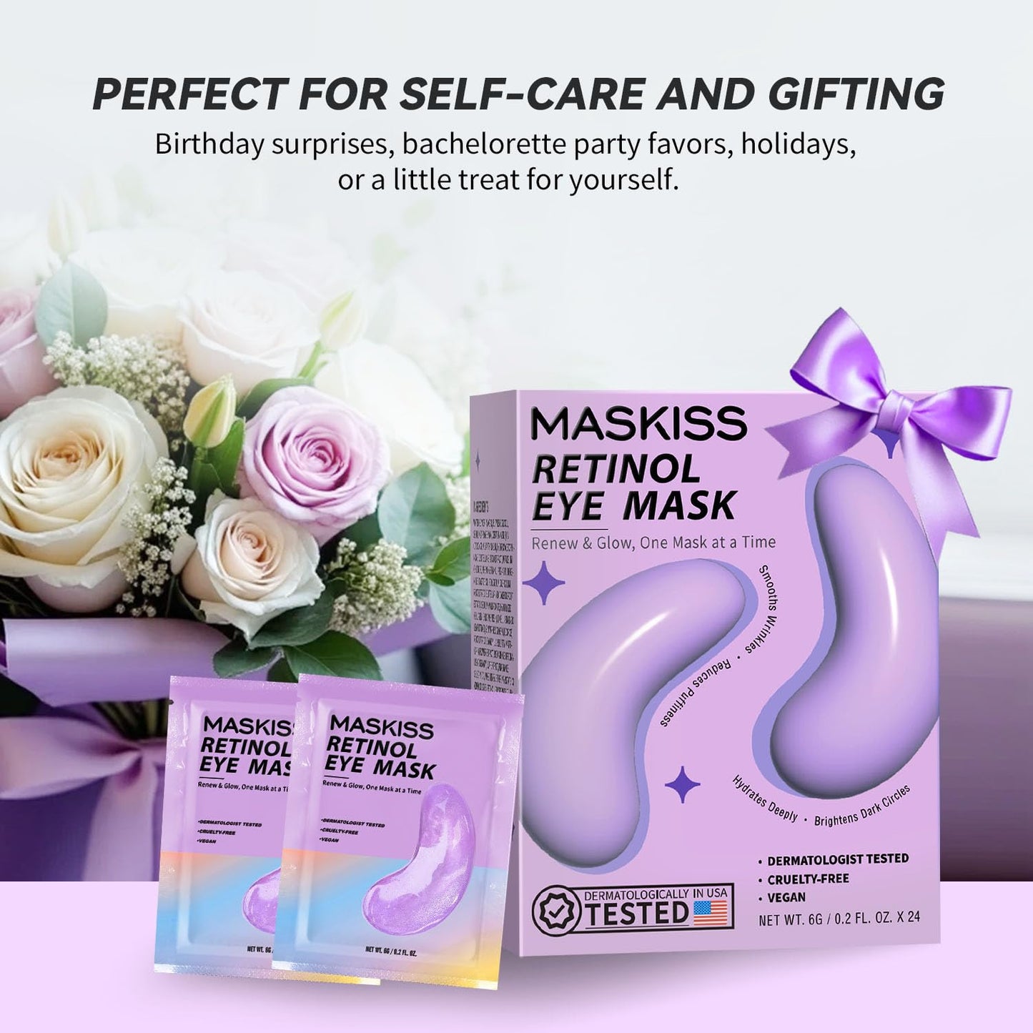 Maskiss 24k Gold Under Eye Patches (50 Pairs), eye mask, Collagen Skin Care Products, Eye Patches for Puffy Eyes, eye masks for dark circles and puffiness