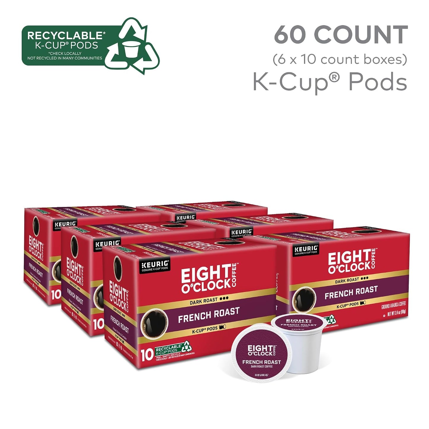 Eight O'Clock Coffee Hazelnut, Single-Serve Keurig K-Cup Pods, Flavored Medium Roast Coffee Pods, 96 Count