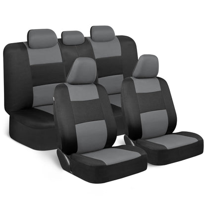 BDK PolyPro Car Seat Covers Full Set in Solid Black, Front and Rear Split Bench Seat Covers for Cars, Easy to Install Car Seats Cover Set and Accessories for Auto Trucks Van SUV - Solid Black