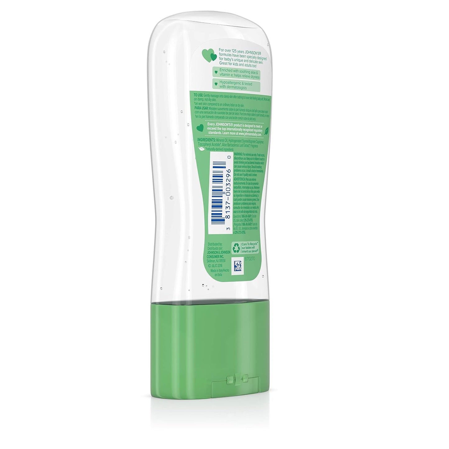 Johnson's Baby Oil Gel, Aloe Vera & Vitamin E, 6.5 fl oz