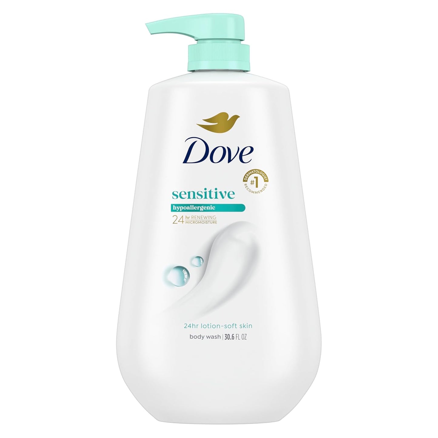 Dove Sensitive Skin Body Wash, 24hr Lotion-Soft Skin, 30.6 oz