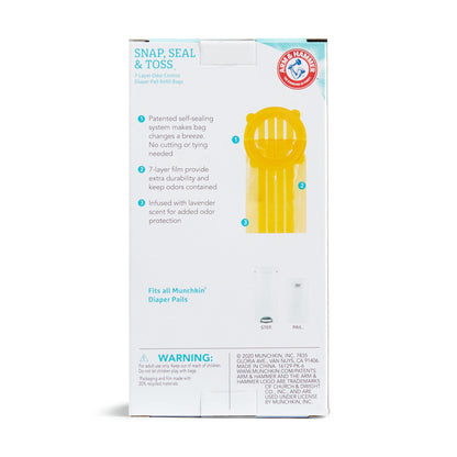 Munchkin Arm & Hammer Snap, Seal & Toss Refill Bags, 20 Pack