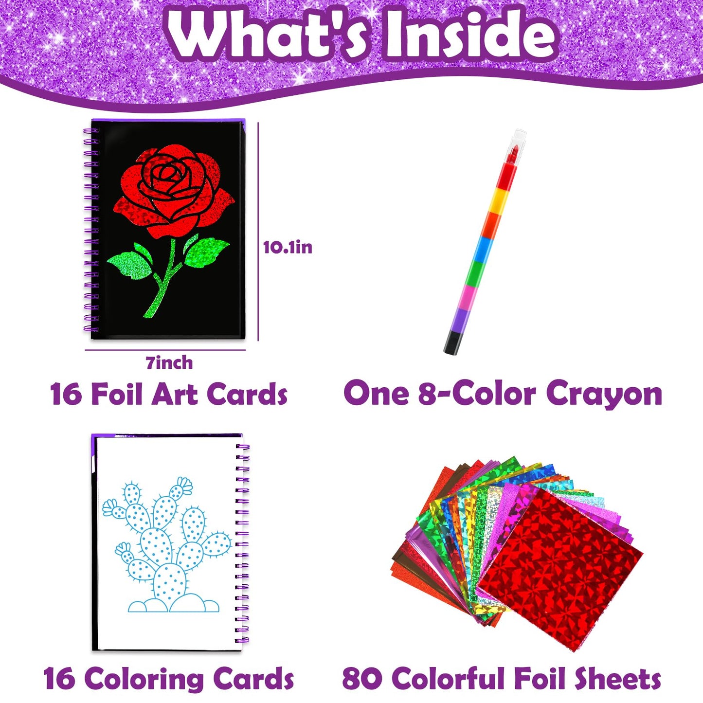 FUNNYB&G Foil Art Craft Kit for Kids, Sparkly Birthday Gift Toy for Boys