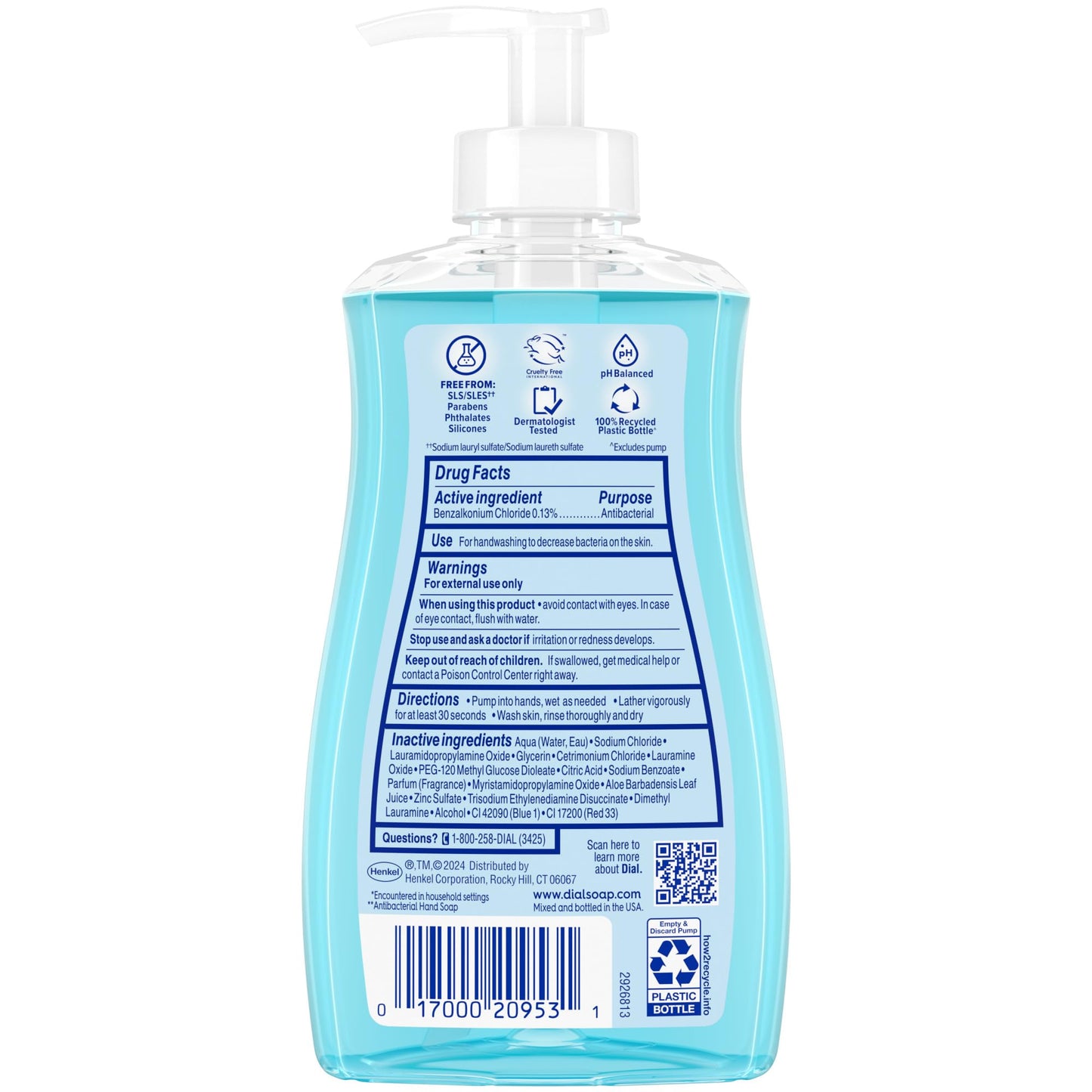 Dial Antibacterial Defense Liquid Hand Soap + Aloe, White Tea Scent, 11 Fl Oz (Pack of 4), Dermatologist-Tested Hand Wash, Gentle Formula