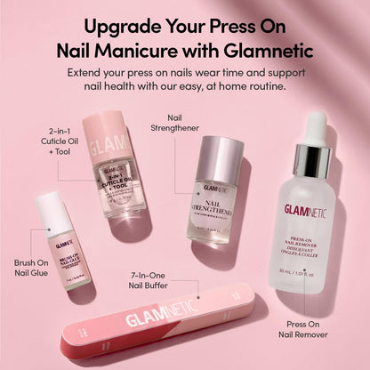 Glamnetic Press On Nails - Short Almond, Glossy Fake Nails 24 Pc Full Kit