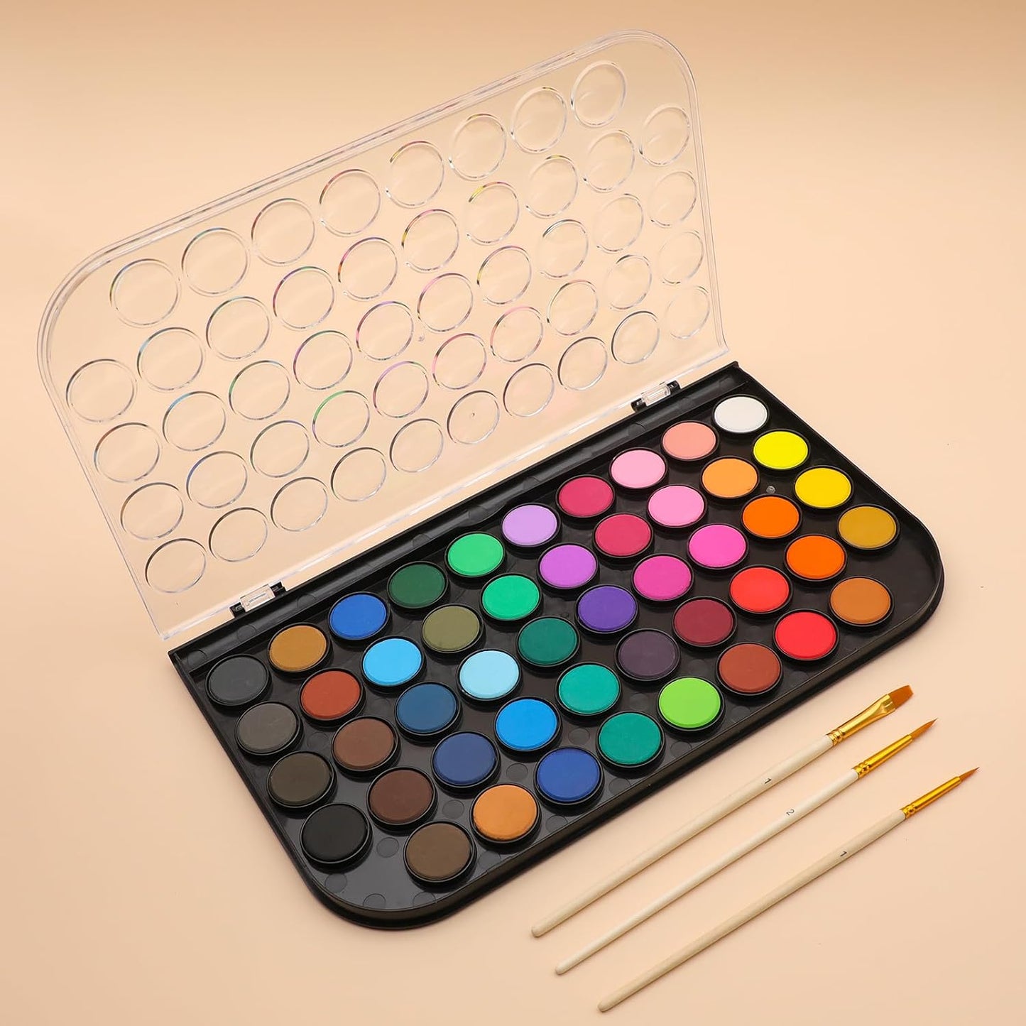Artecho 48 Colors Watercolor Paint Set, 3 Brushes