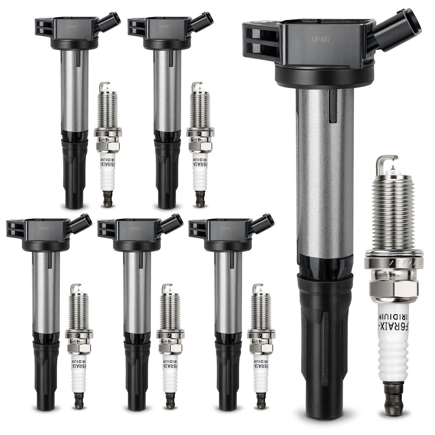 UF667 Ignition Coil & ILZFR6D11 Double Iridium Spark Plug for BMW 2.5-6.0L