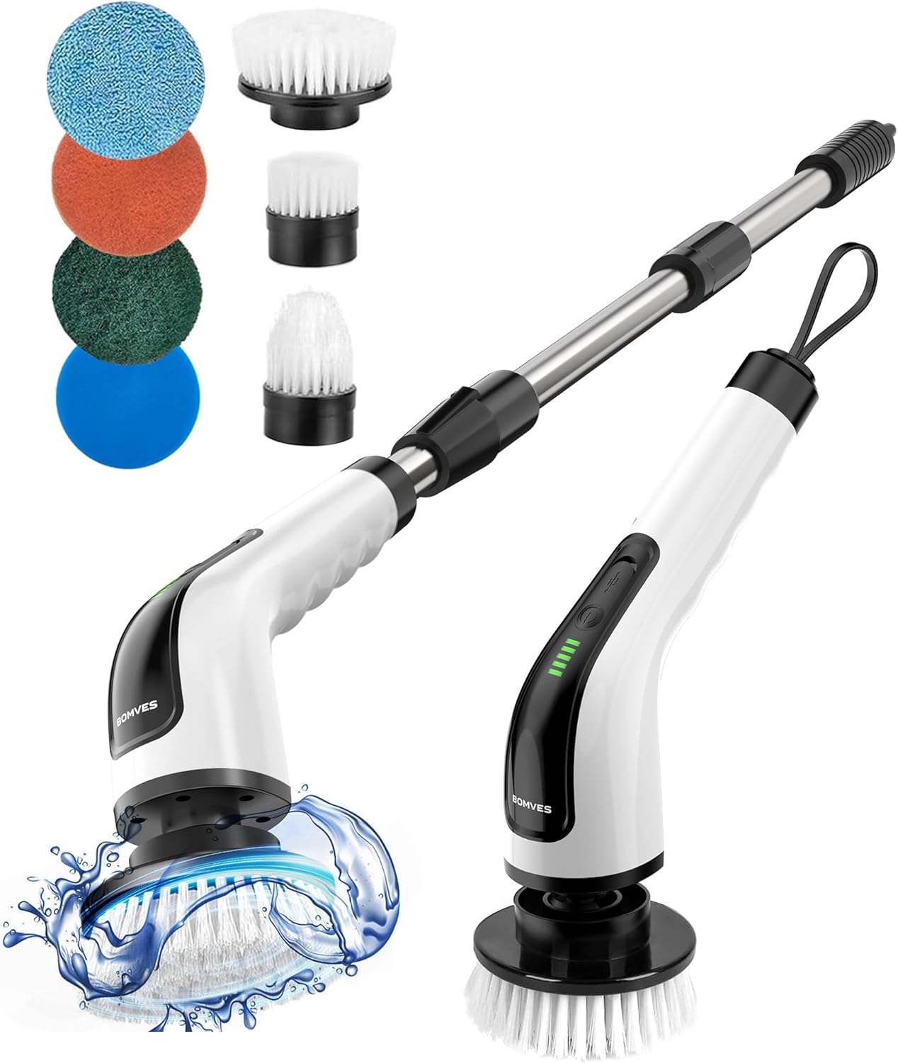 Electric Spin Scrubber, Power Shower Cleaning Brush with Long Handle