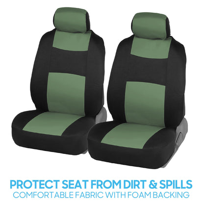BDK PolyPro Car Seat Covers Full Set in Solid Black, Front and Rear Split Bench Seat Covers for Cars, Easy to Install Car Seats Cover Set and Accessories for Auto Trucks Van SUV - Solid Black