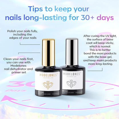 modelones Gel Top Base Coat Set 15ml 2026 Upgrade No Wipe Super Shine