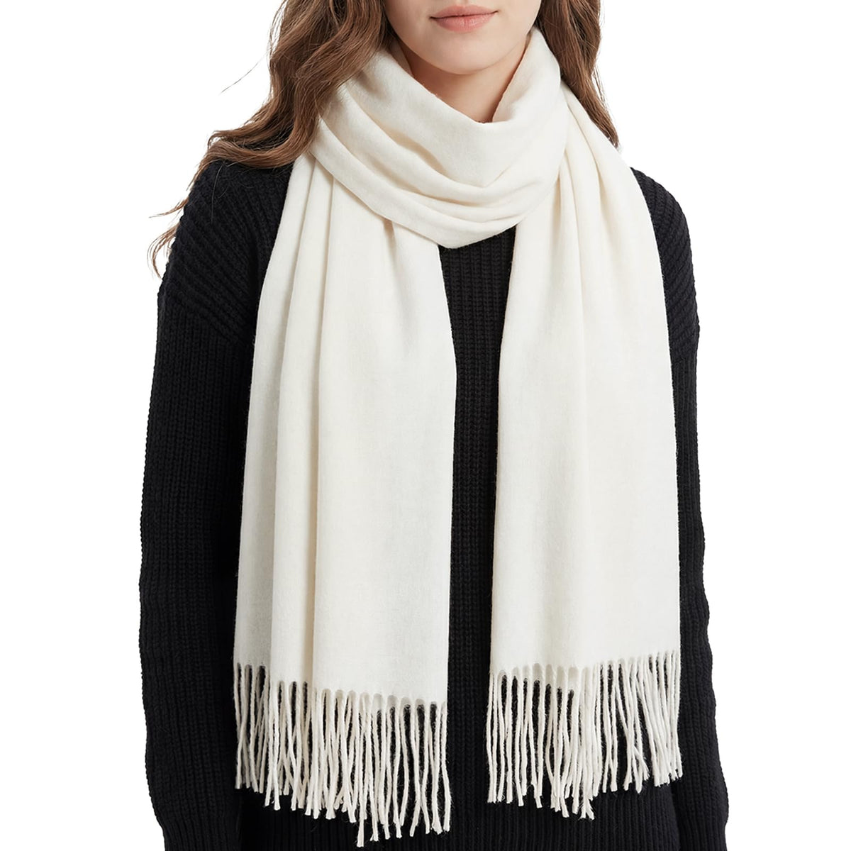 RIIQIICHY Women's Fringe Shawl Wrap Pashmina Scarf for Wedding Evening
