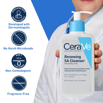 CeraVe Renewing Salicylic Acid Cleanser, BHA Exfoliating Face Wash, 16oz