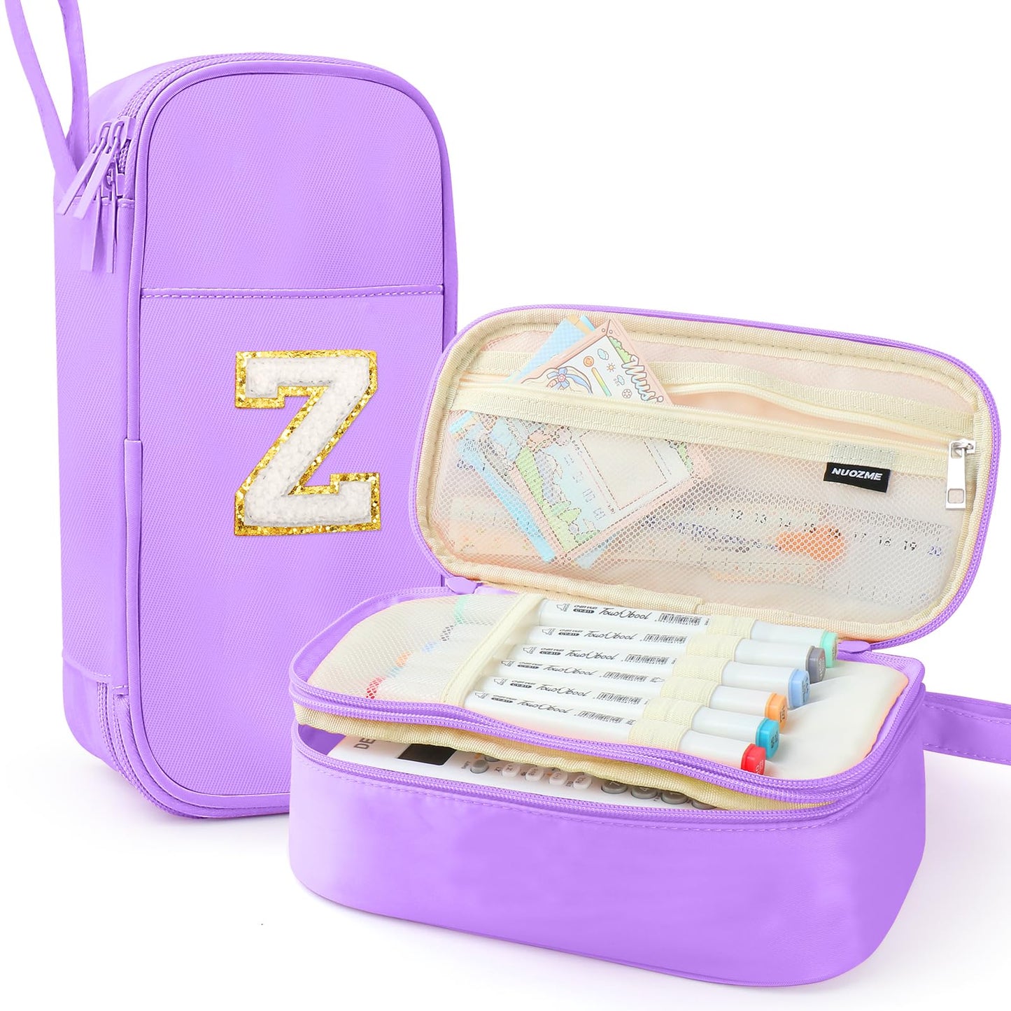 Cute Large Pencil Case Pouch,Personalized Initial Pencil Bag for Girls Boy