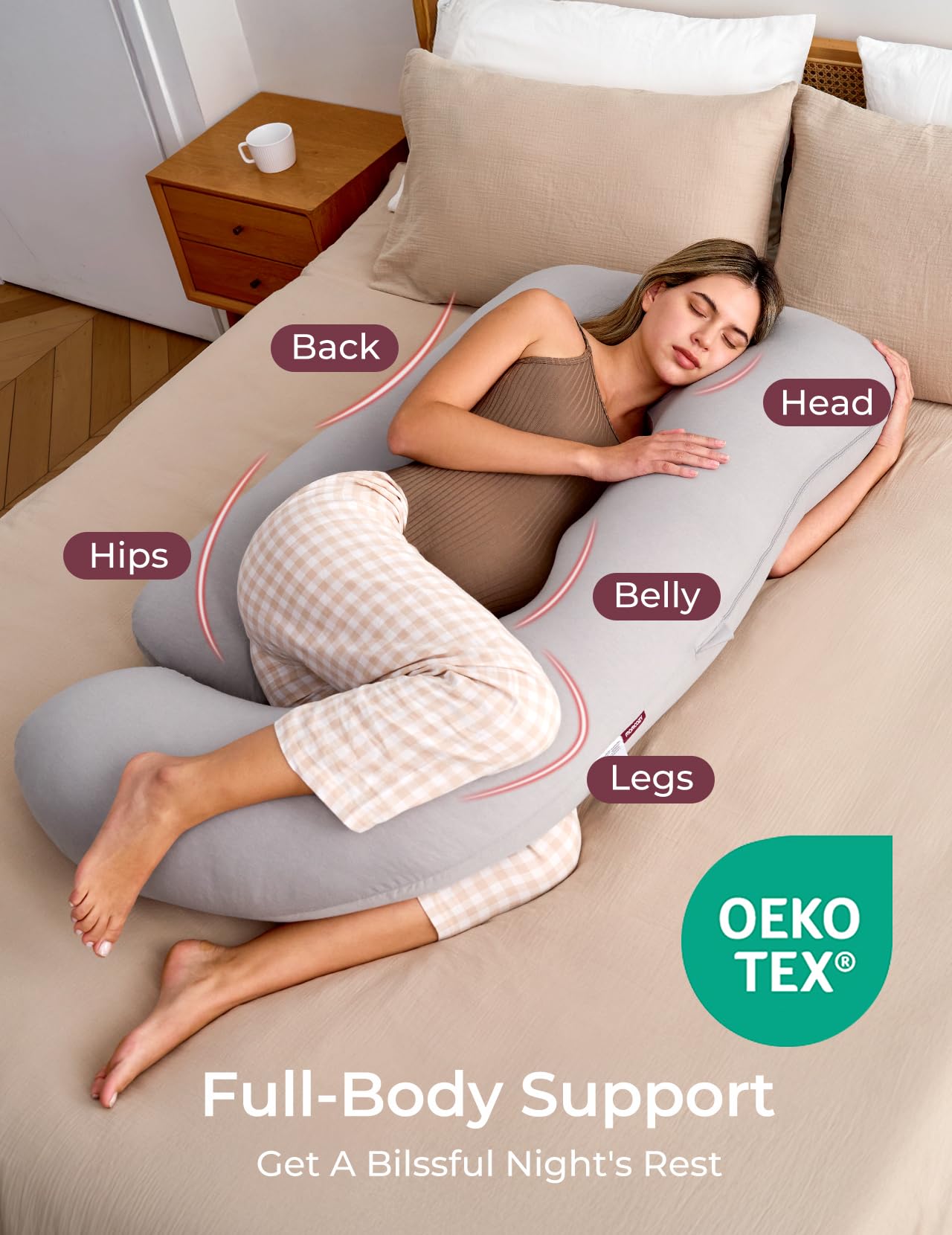 Momcozy Pregnancy Pillow for Sleeping - U Shaped Full Body Maternity Pillow