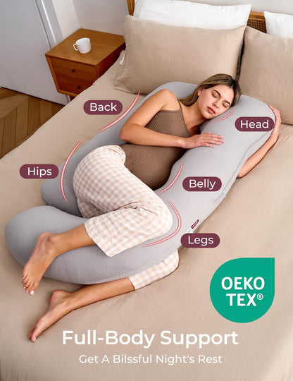 Momcozy Pregnancy Pillow for Sleeping - U Shaped Full Body Maternity Pillow