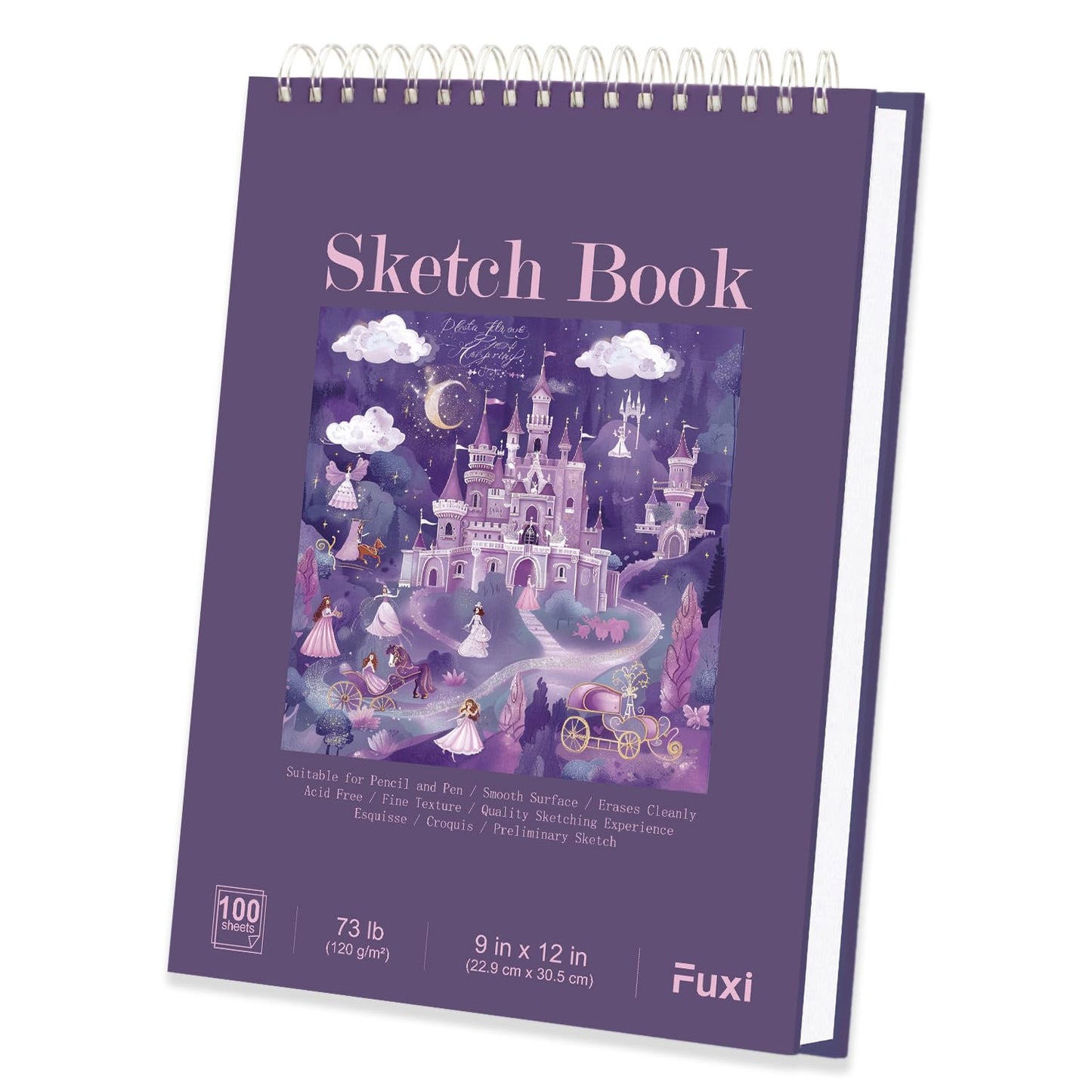 Fuxi 9" x 12" Sketch Book_Top Spiral Bound Sketchbook_100Sheets 68lb/100gsm