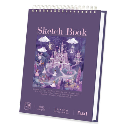 Fuxi 9" x 12" Sketch Book_Top Spiral Bound Sketchbook_100Sheets 68lb/100gsm