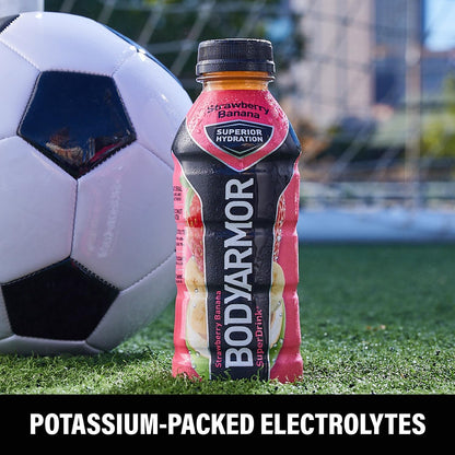 BODYARMOR Sports Drink, Strawberry Banana, Electrolyte Drink Hydration, 12 Fl Oz Bottles (8 Pack), Flavored Coconut Water with B Vitamins & Antioxidants