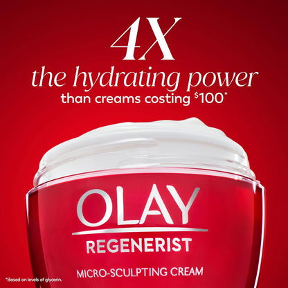 Olay Face Moisturizer, Regenerist Micro-Sculpting Facial Cream for Women - Anti-Aging, Anti-Wrinkle, Firming Skin Care - Triple Collagen Cream, Peptide Moisturizer, Hyaluronic Acid, Niacinamide, 1.7oz