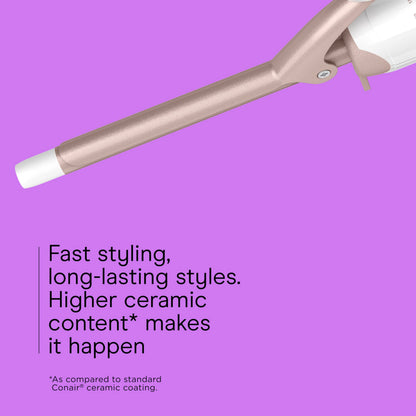 Conair Curling Iron, Double Ceramic, 1" Barrel, White/Rose Gold