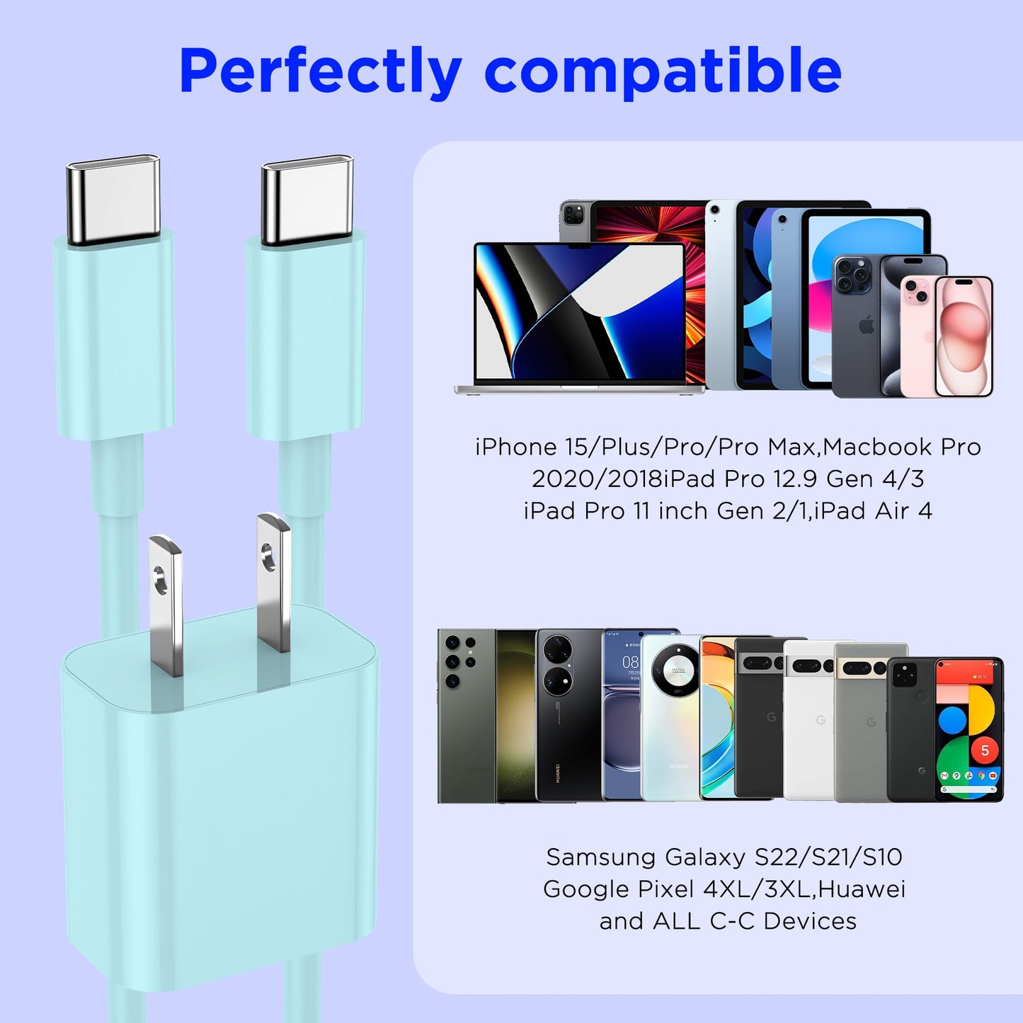 iPhone 17 16 15 Charger Fast Charging,2Pack 20W Apple iPad USB C Wall Charger Block with 6FT USB C to C Cable for iPhone 17/Pro/Pro Max/17 Air/ 16/16 Pro/16 Pro Max/15/Plus/Pro/Pro Max