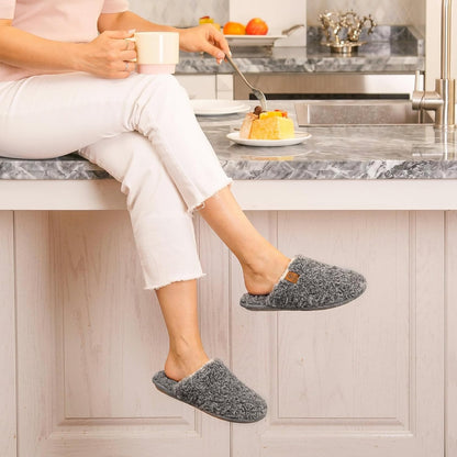 EverFoams Women's Fuzzy Slippers Warm Cozy Memory Foam Indoor House Shoes