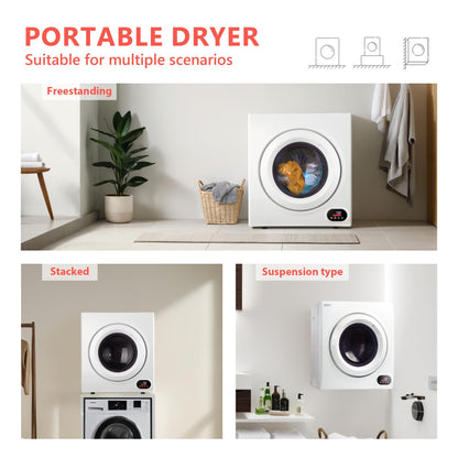 Euhomy Portable Clothes Dryer for Laundry, 1.5 Cu. Ft. Small Portable Dryers for Clothes, 120V Electric Dryer with Stainless Steel Drum, 850W Dryer Machine for Apartments, White