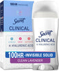 Secret Clinical Strength Invisible Solid Antiperspirant Deodorant for Women, 100HR Sweat & Odor Protection, 3X Stress Protection with Hyaluronic Acid, PH Balanced, Completely Clean Scent, 2.6 oz