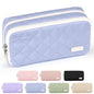 Sooez Large Pencil Case Pouch, Extra Big Pencil Bag with 8 Compartments, Pen Bag Wide Opening, Soft Quilted Pencil Pouch Organizer with Zipper, Portable Pencil Case for Teen Girls, Beige