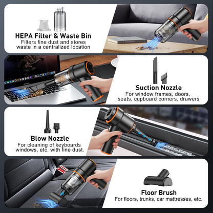 KMM Handheld Car Vacuum Cleaner, Hand Held Vacuum Cleaner and Air Duster