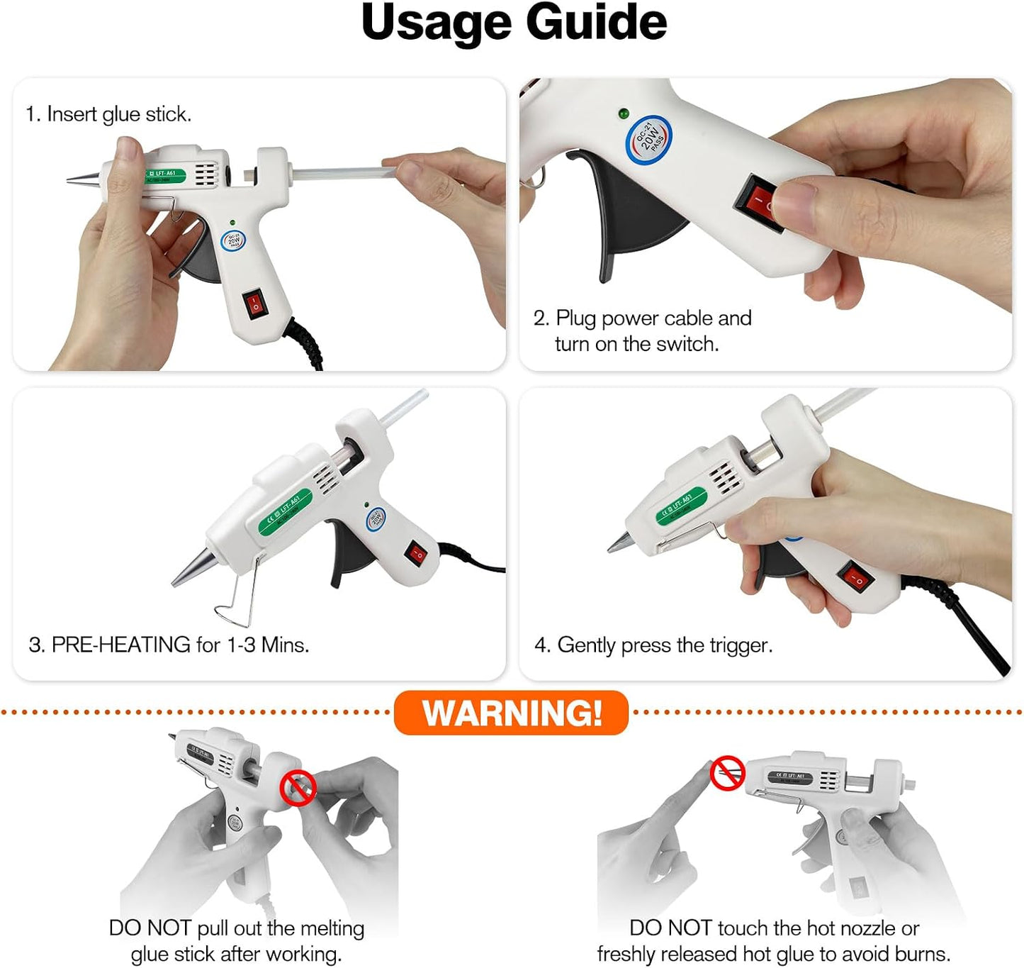 SHJADE Hot Glue Gun with 30 Glue Sticks, 20W Mini Hot Melt Gun Kit(White)