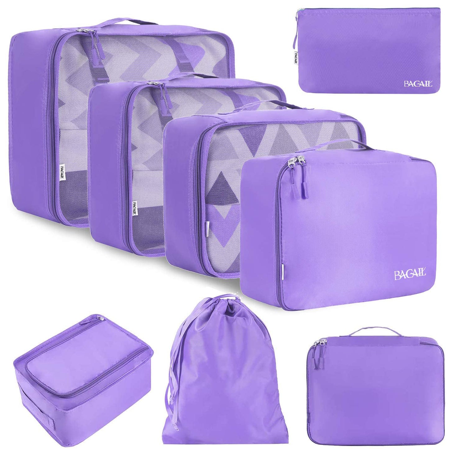 BAGAIL 8 Set Packing Cubes Luggage Packing Organizers for Travel Accessories-Cream