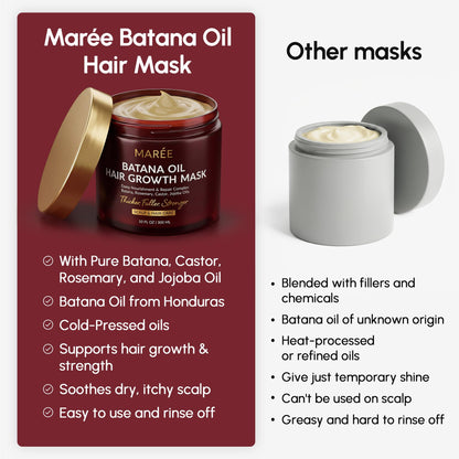 MAREE Deep Conditioning Hair Mask for Damaged Hair Treatment – Keratin Hair Care for Hydrating Growth Repair Moisturizing – Dry Curly Color Refreshing – 10 Fl Oz, White