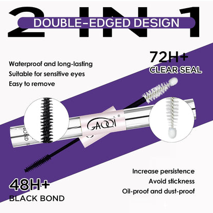 GAQQI Lash Cluster Glue, Waterproof Bond and Seal Lash Glue, Black - 2PCS